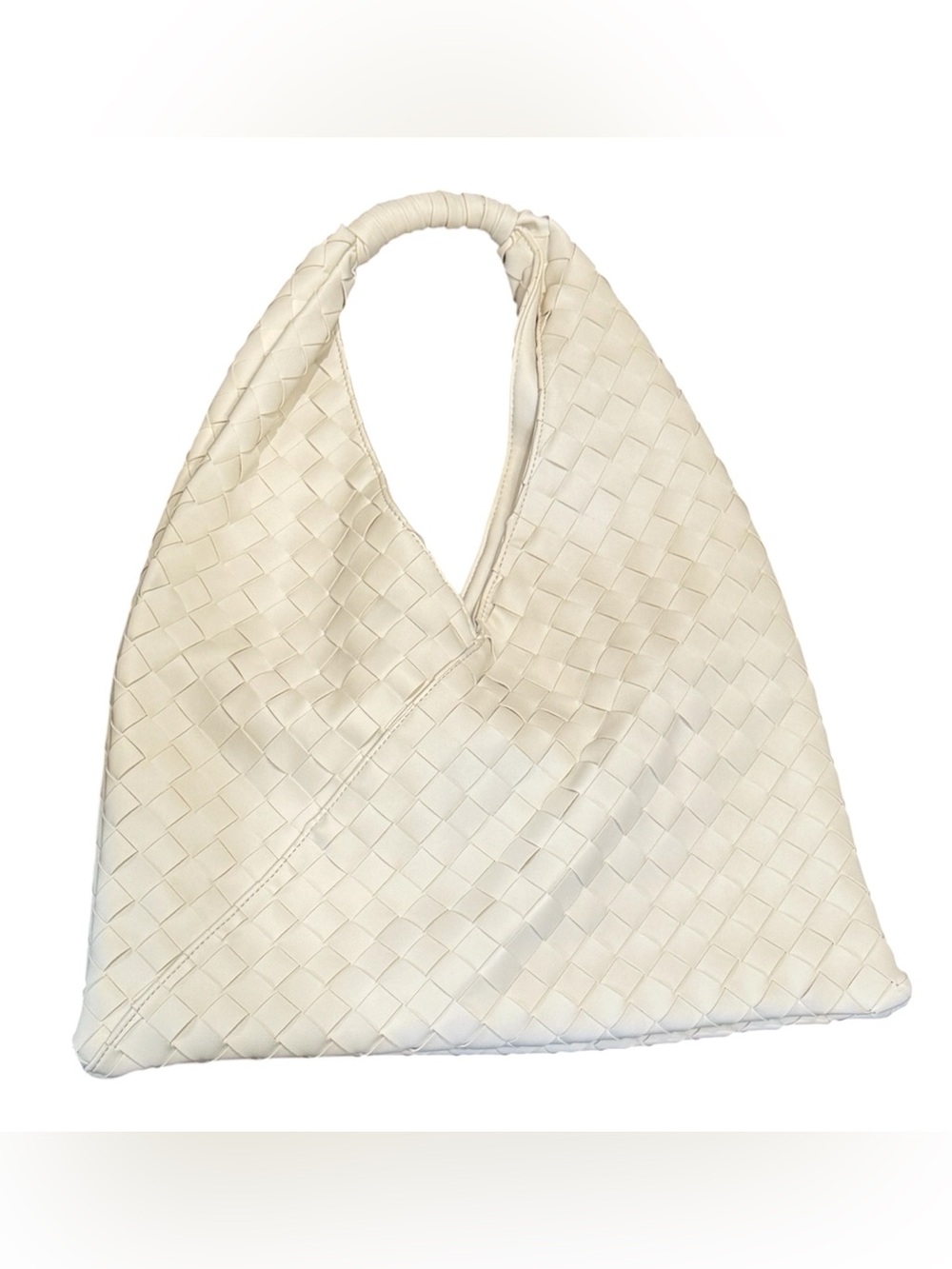 Woven Hobo Tote in Cream